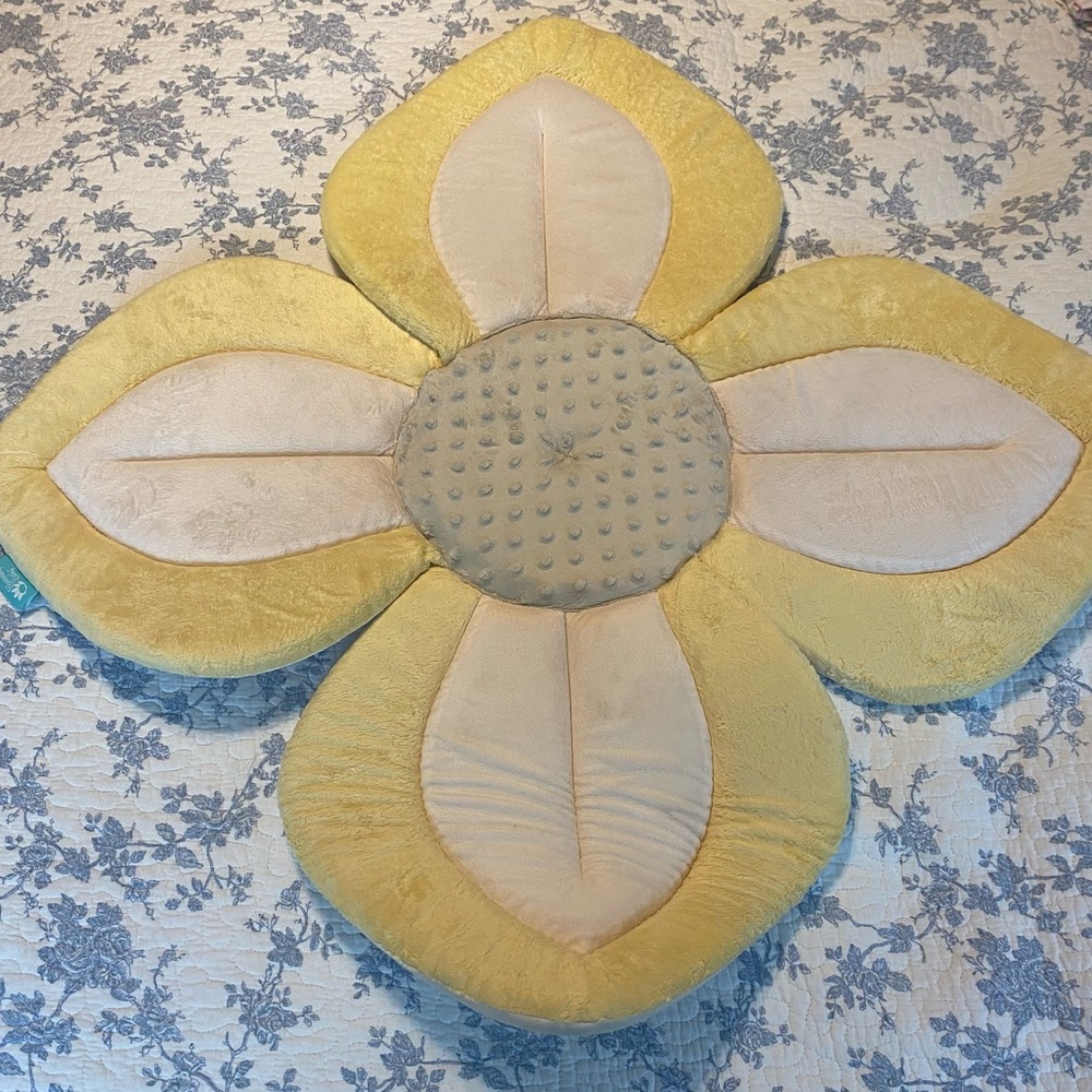 Blooming Baby Yellow and White Lotus Flower Baby Bath Seat Cushion